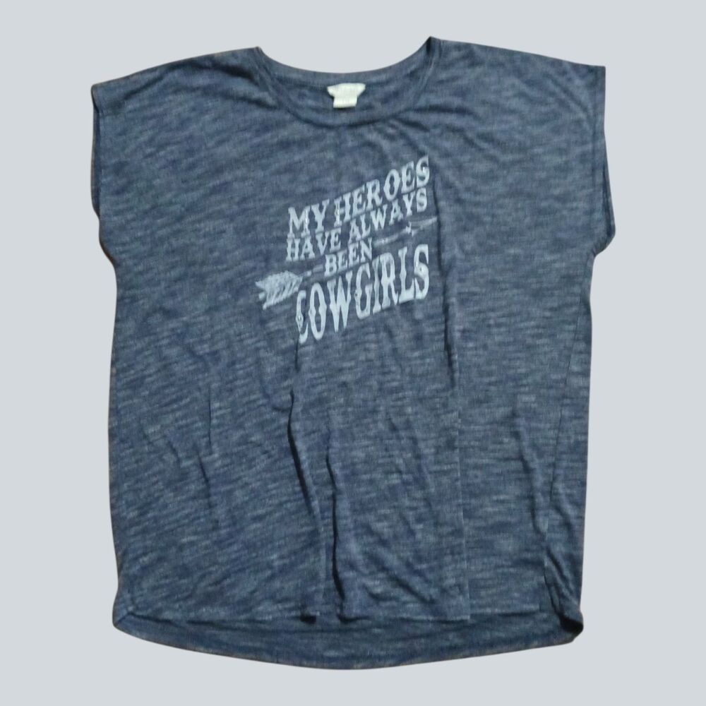 Ariat Women's "Heroes Have Been Cowgirls" Graphic Tee Blue Size L